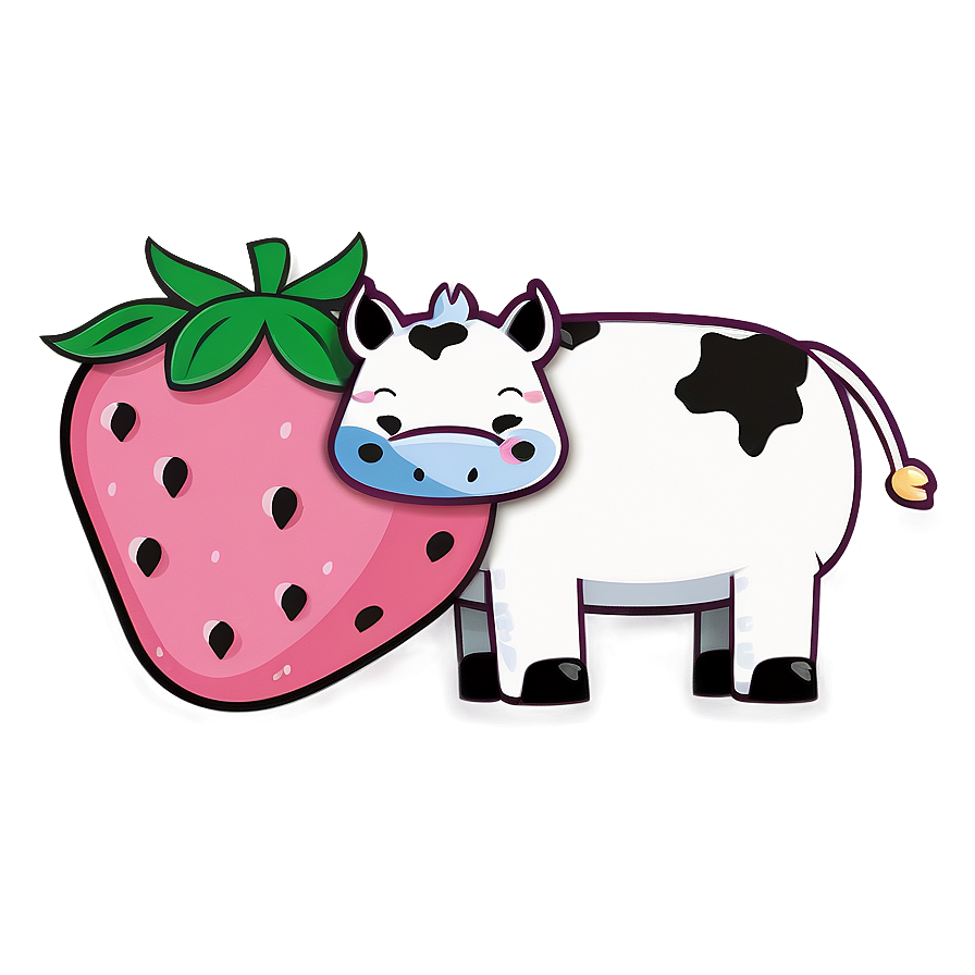 Kawaii Strawberry Cow Graphic Png Kkg14 PNG Image