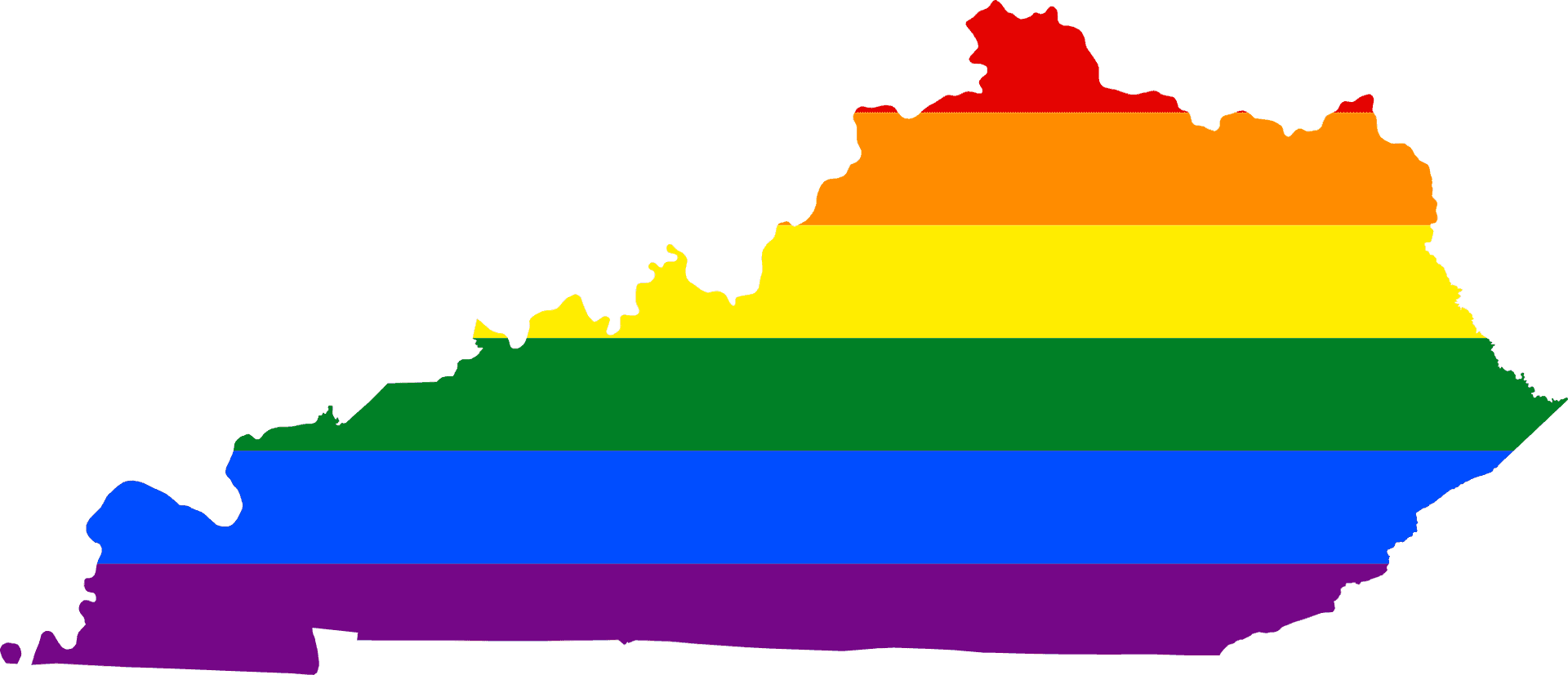 Kentucky State Outline Rainbow Flag PNG Image