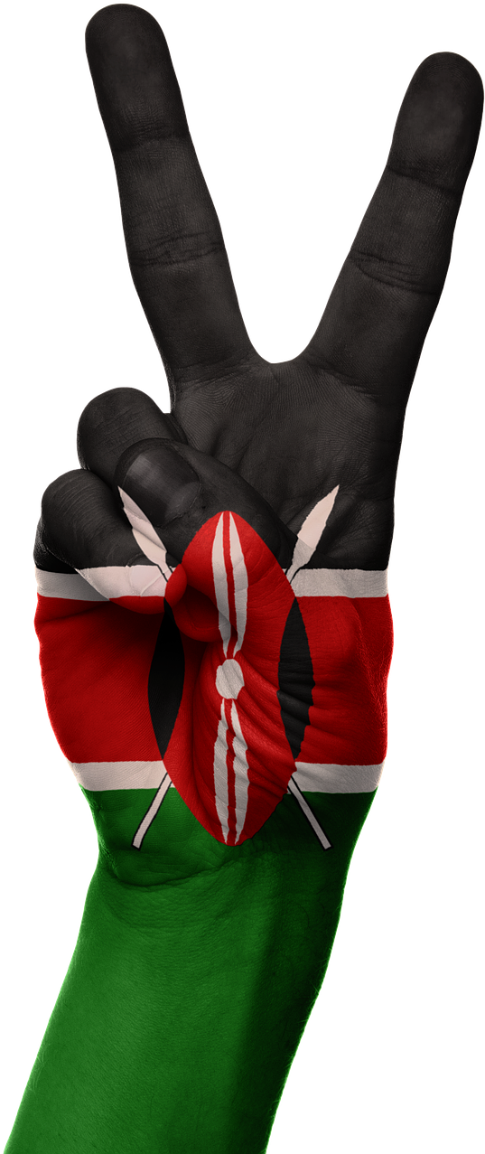 Kenyan Peace Sign Hand Painted Flag PNG Image