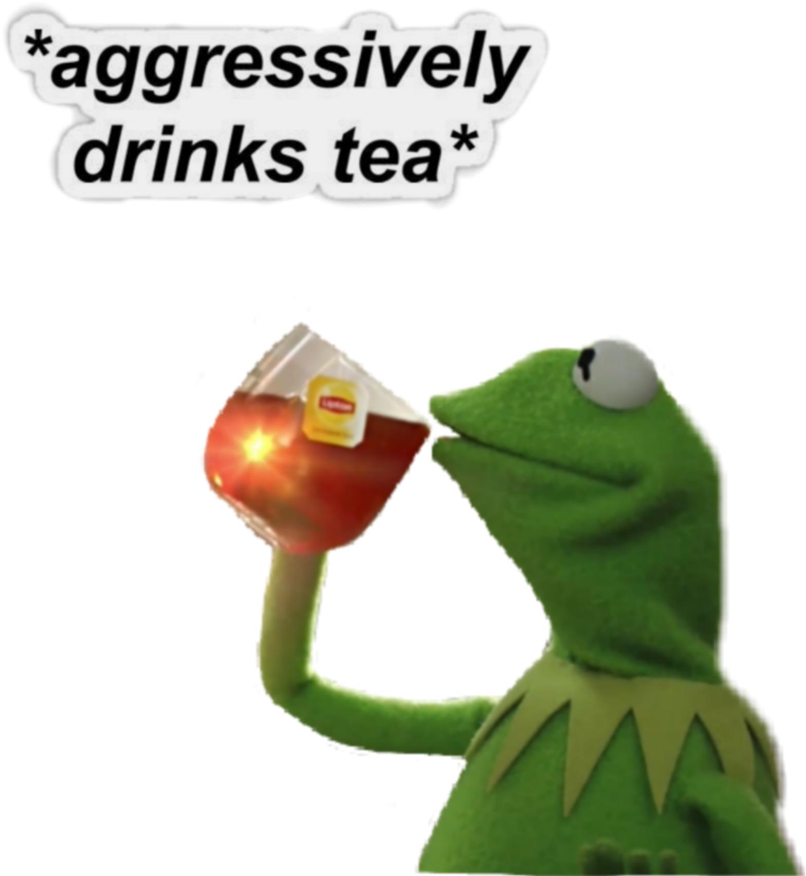 Kermit Tea Meme Aggressive Drinking PNG Image