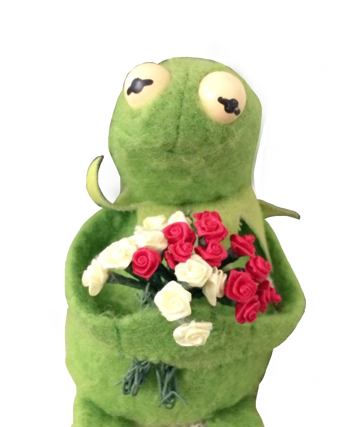 Kermit With Bouquetof Roses PNG Image