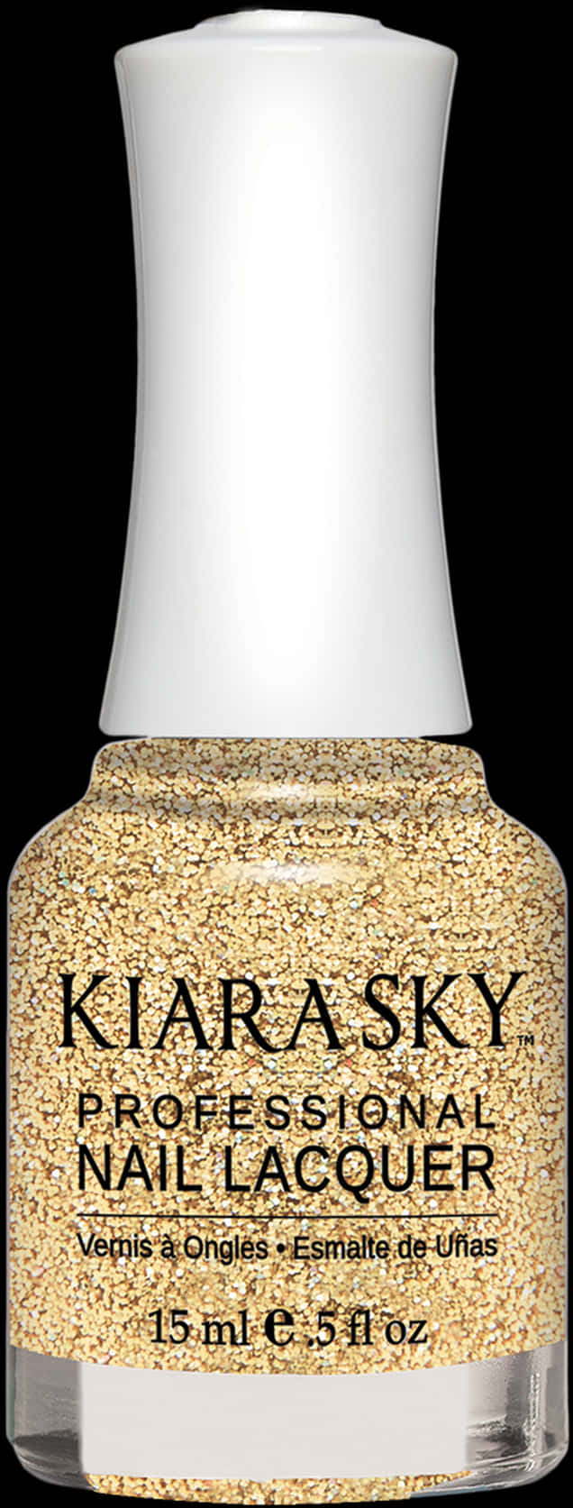 Kiara Sky Gold Glitter Nail Polish PNG Image