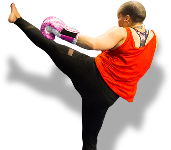 Kickboxer Performing High Kick PNG Image