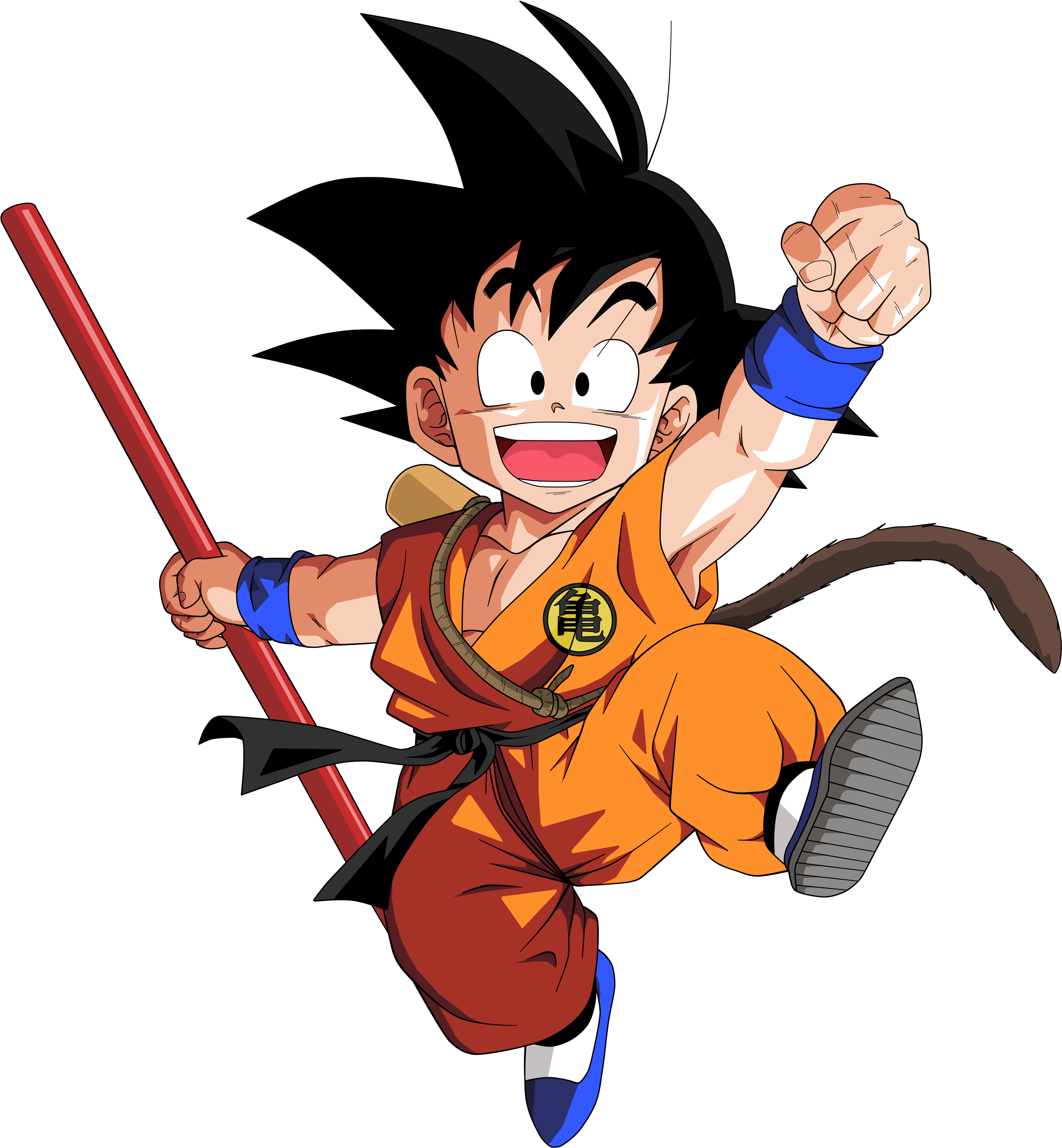 Kid_ Goku_ Joyful_ Leap_with_ Power_ Pole.png PNG Image