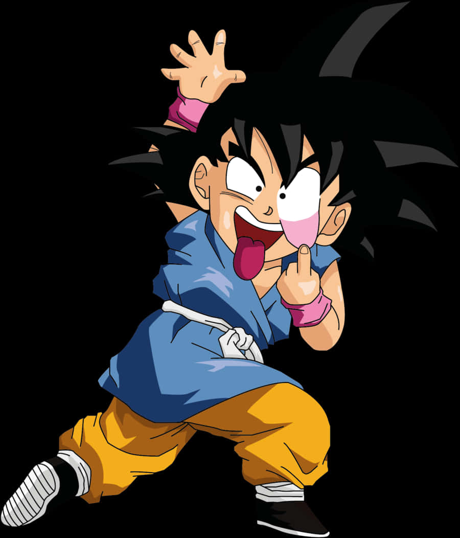 Kid Goku Playful Pose PNG Image