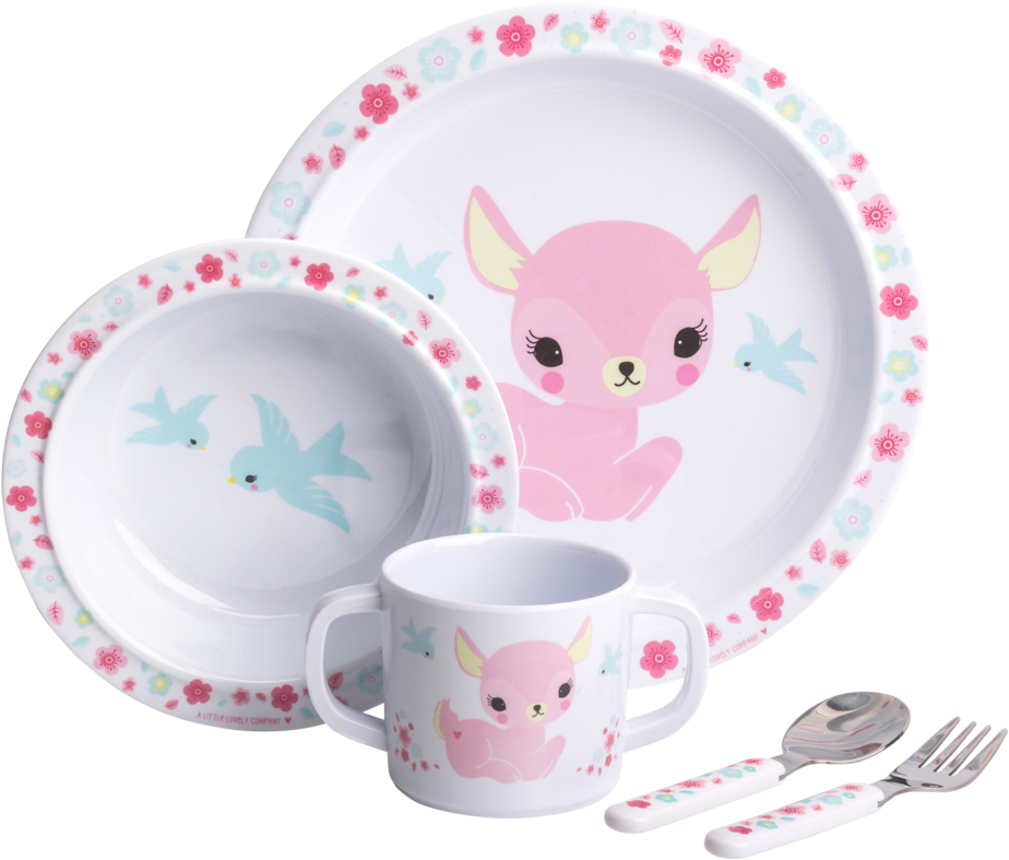 Kids Animal Themed Dinnerware Set PNG Image