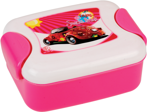 Kids Car Design Pink Tiffin Box PNG Image