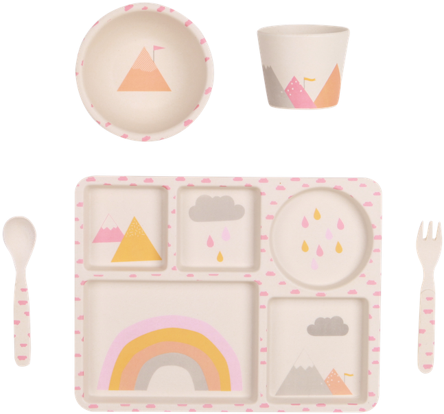 Kids Colorful Dinnerware Set PNG Image