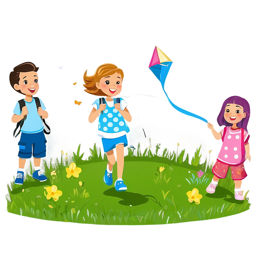 Kids Flying Kites Png Ebf92 PNG Image