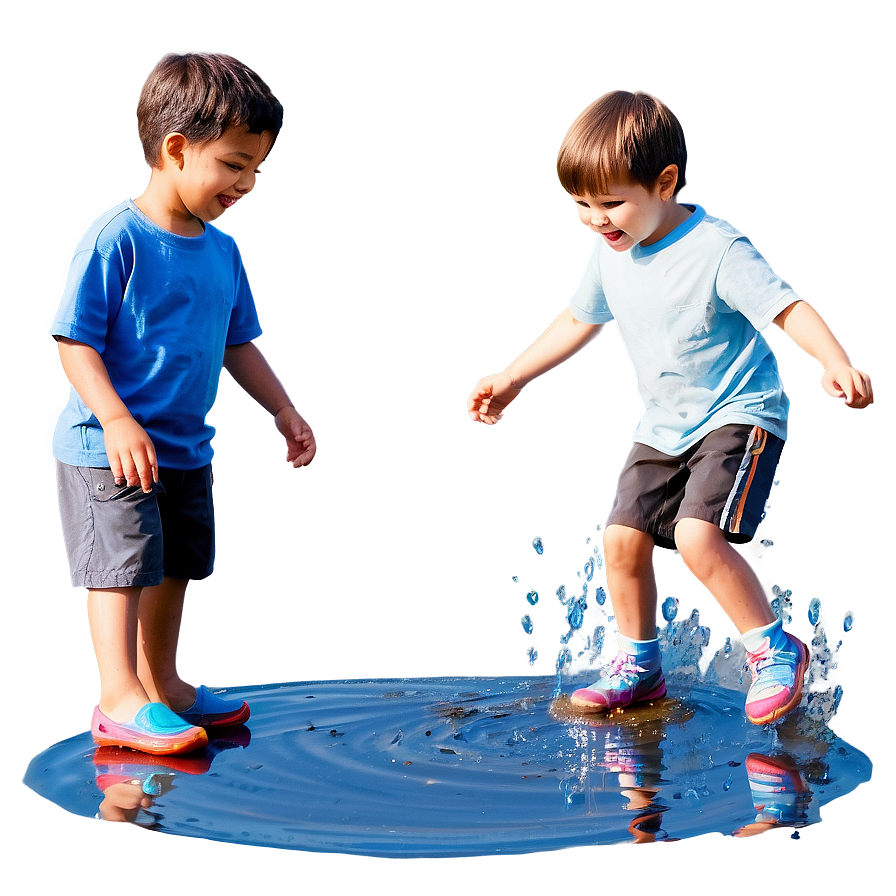 Kids Jumping In Puddles Png Ilt PNG Image