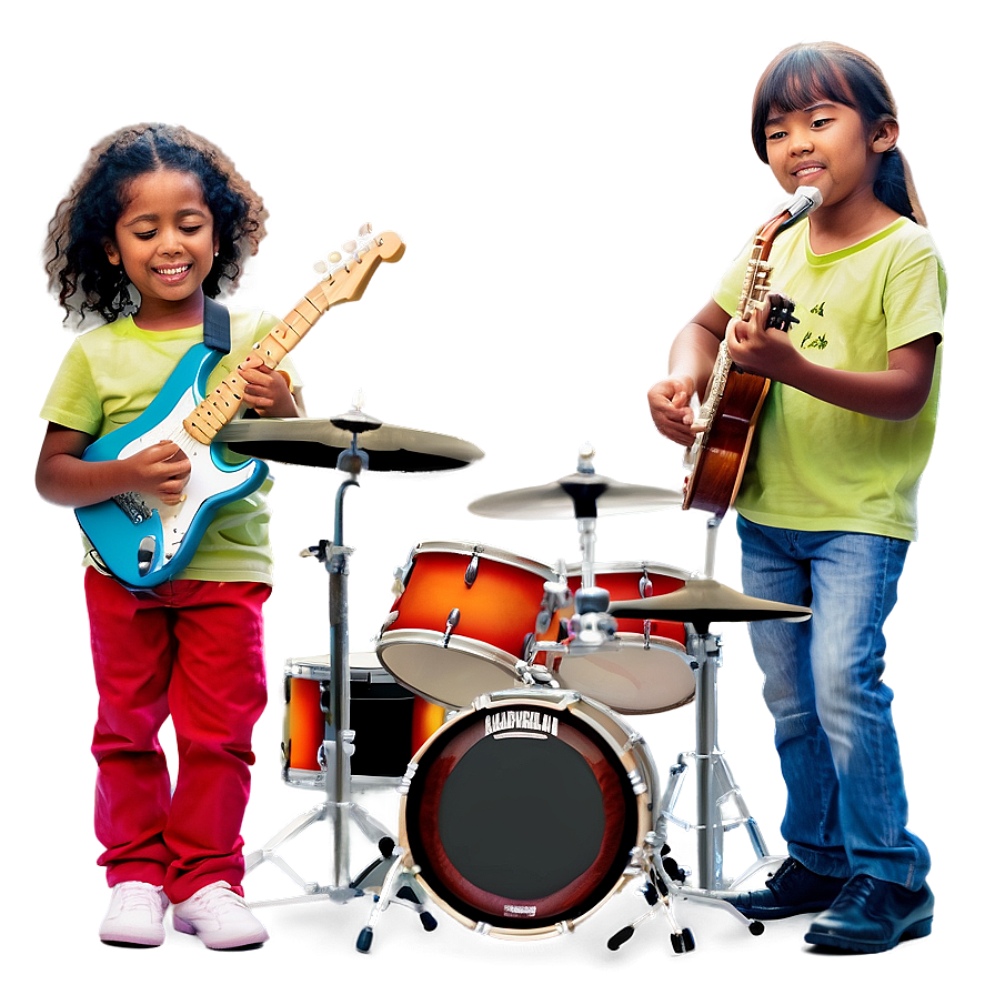 Kids Music Band Playing Png Feq PNG Image