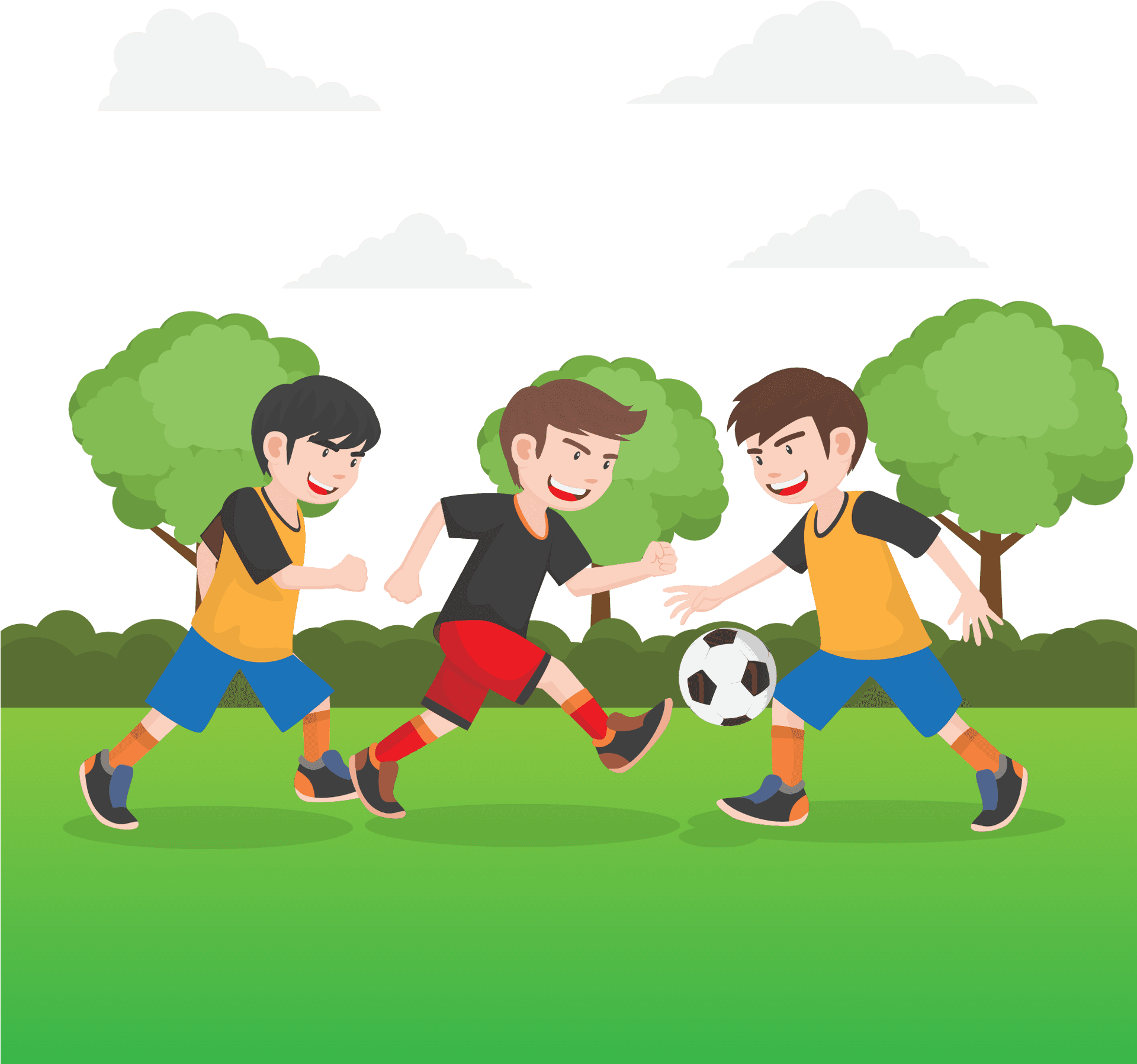 Kids Playing Football Clipart PNG Image