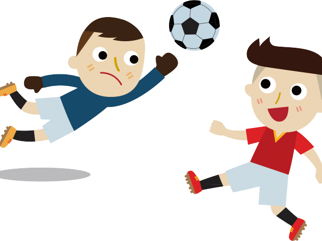 Kids Playing Soccer Cartoon PNG Image