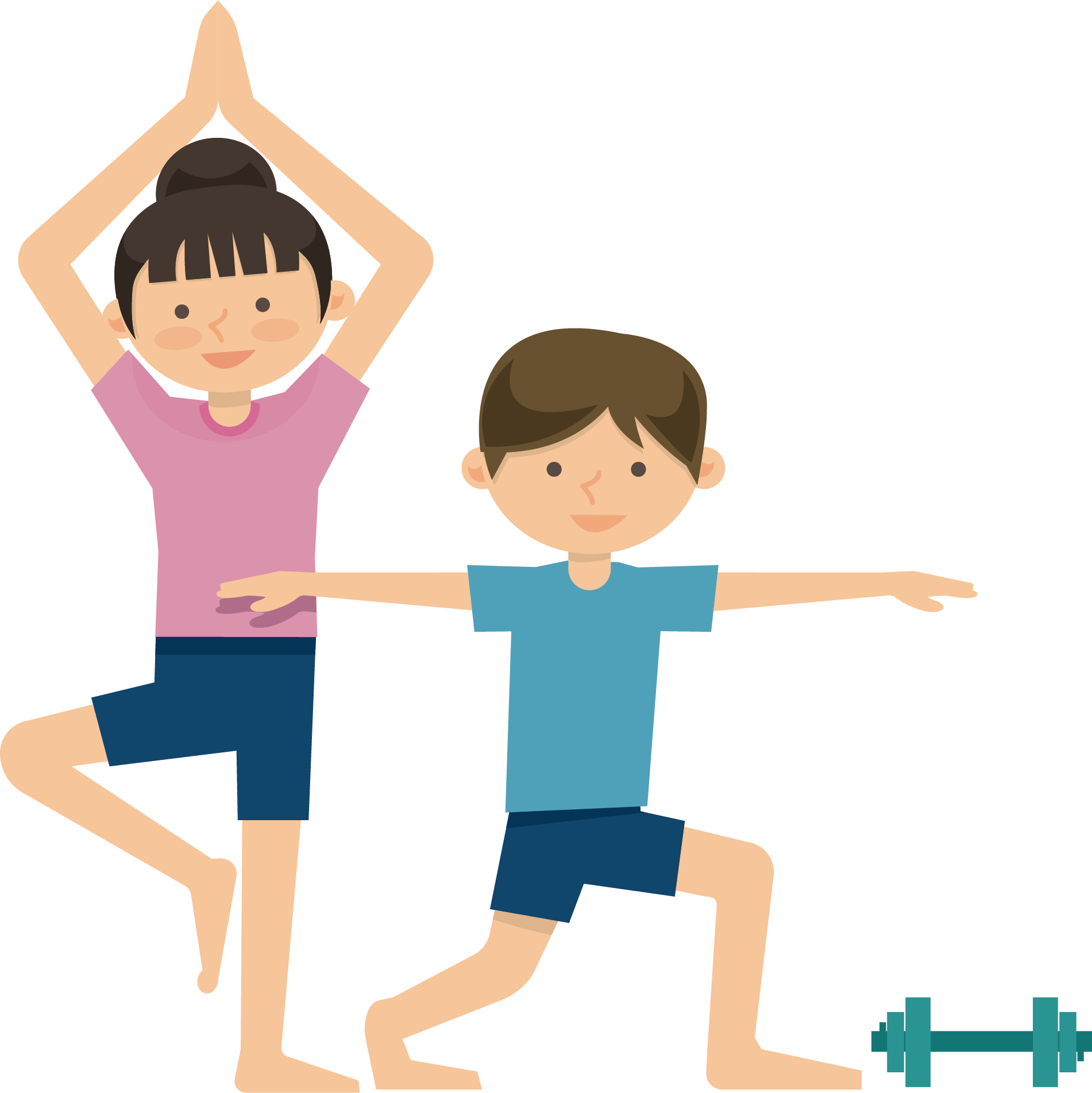 Kids Practicing Yoga Together PNG Image