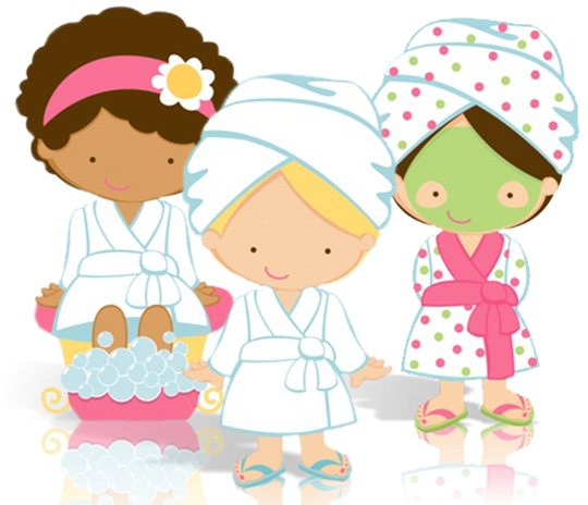 Kids Spa Day Cartoon PNG Image