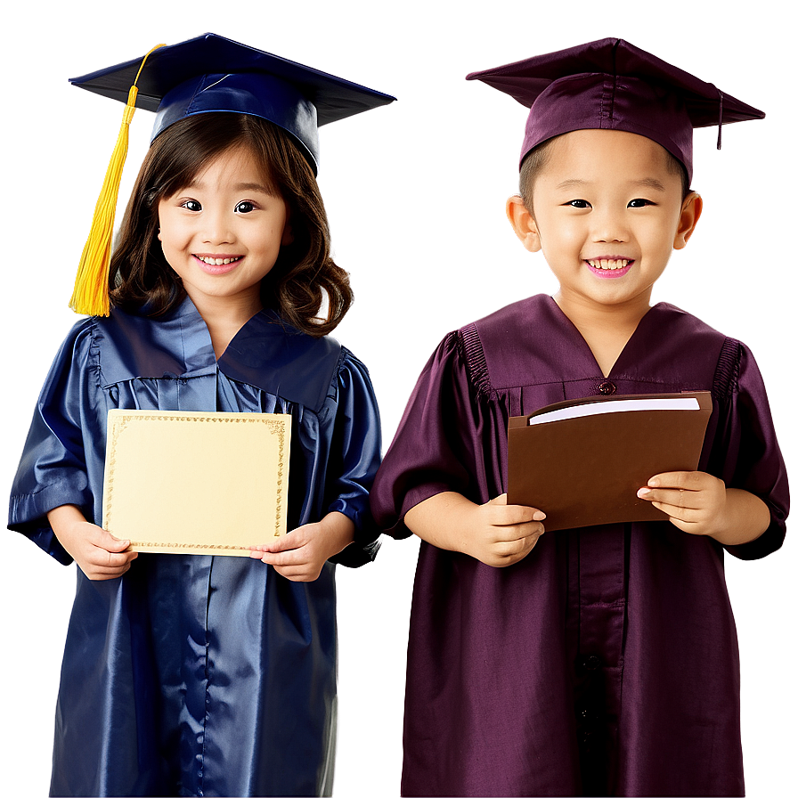 Kindergarten Graduates Holding Certificates Png 68 PNG Image