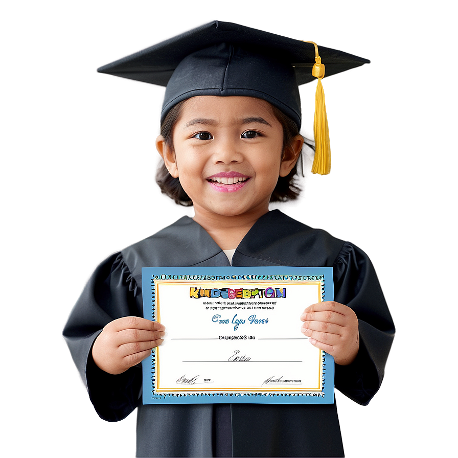 Kindergarten Graduates Holding Certificates Png Qhf88 PNG Image