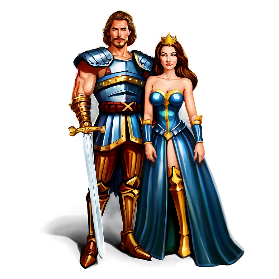 King And Queen With Swords Png Neg PNG Image