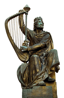 King David Harp Statue PNG Image