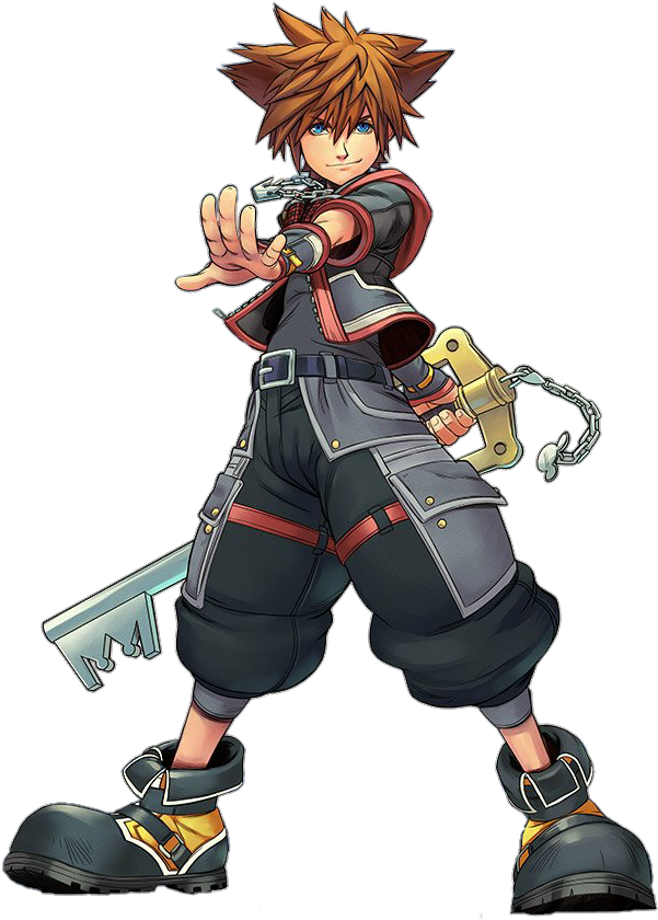 Kingdom Hearts Sora Keyblade Pose PNG Image