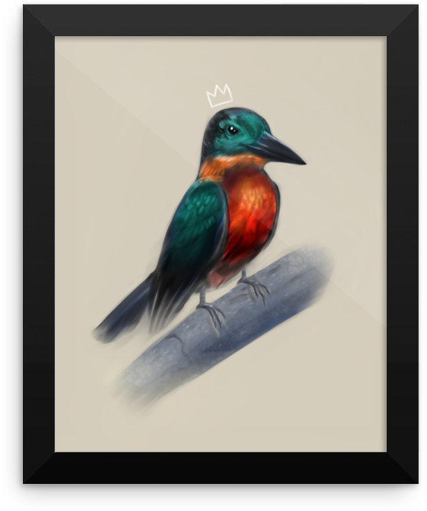 Kingfisherwith Crown Artwork PNG Image