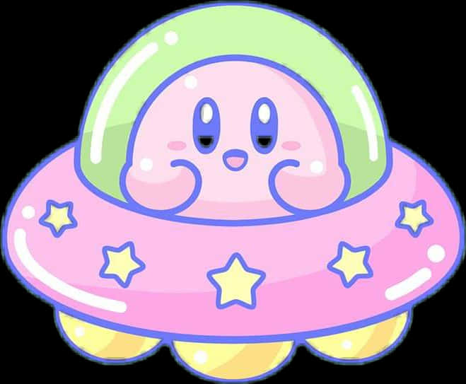 Kirby_in_ U F O_ Style_ Artwork PNG Image