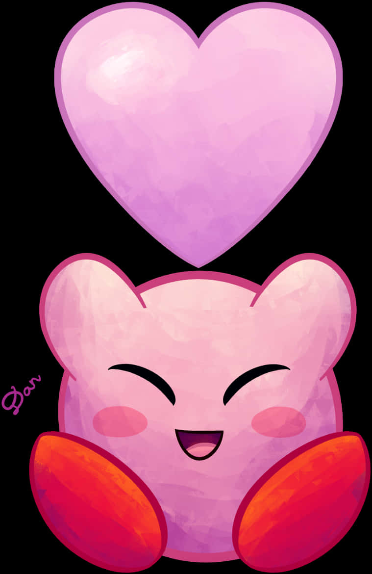 Kirby Love Heart Illustration PNG Image