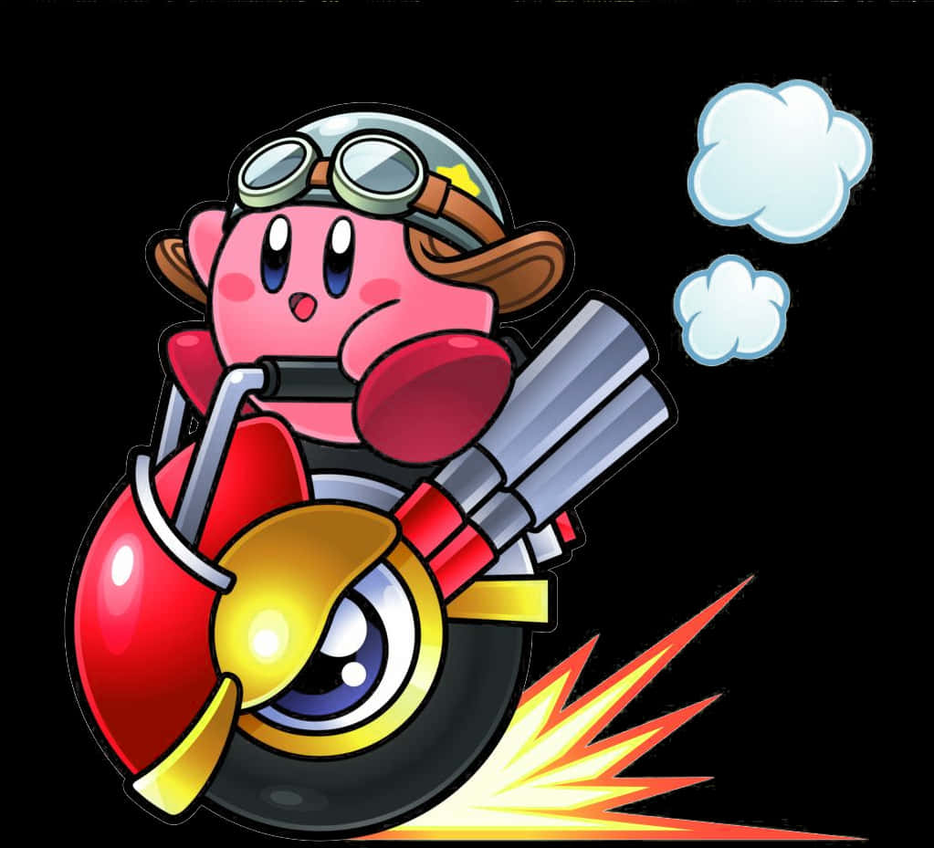 Kirby Riding Motorcycle PNG Image