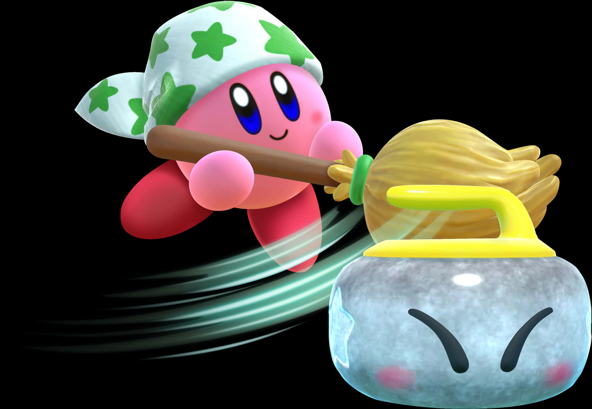 Kirby_ Sweeping_ Action PNG Image