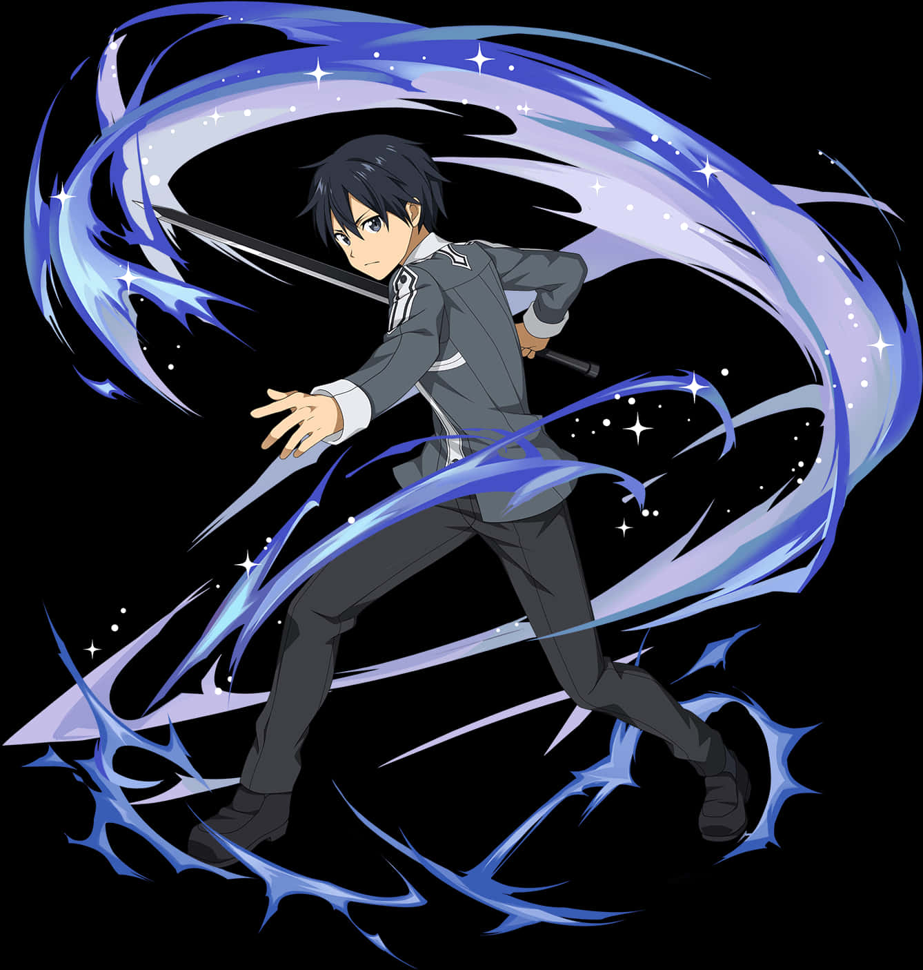 Kirito Sword Art Online Action Pose PNG Image