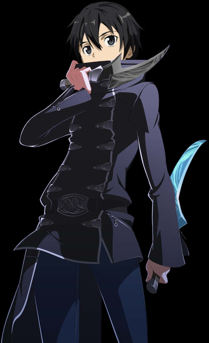 Kirito Sword Art Online Standing Pose PNG Image