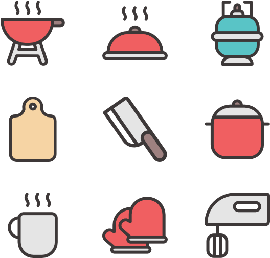 Kitchen Icons Set PNG Image