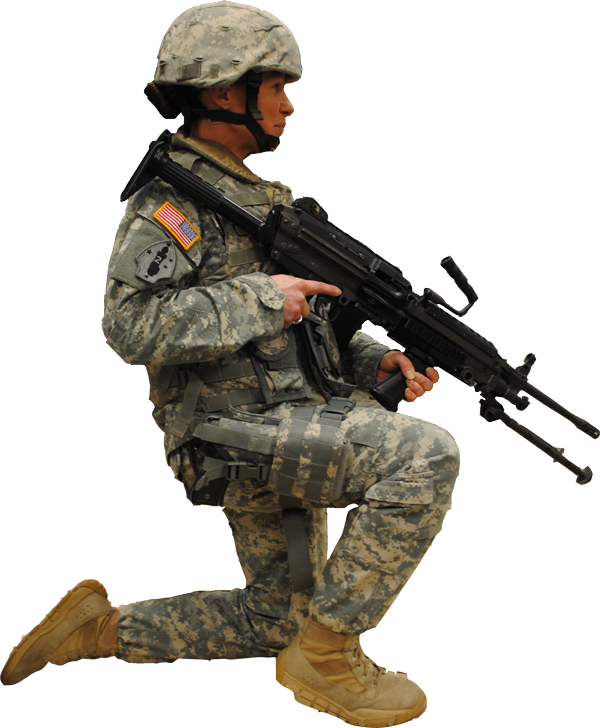 Kneeling Armed Soldier Uniform PNG Image