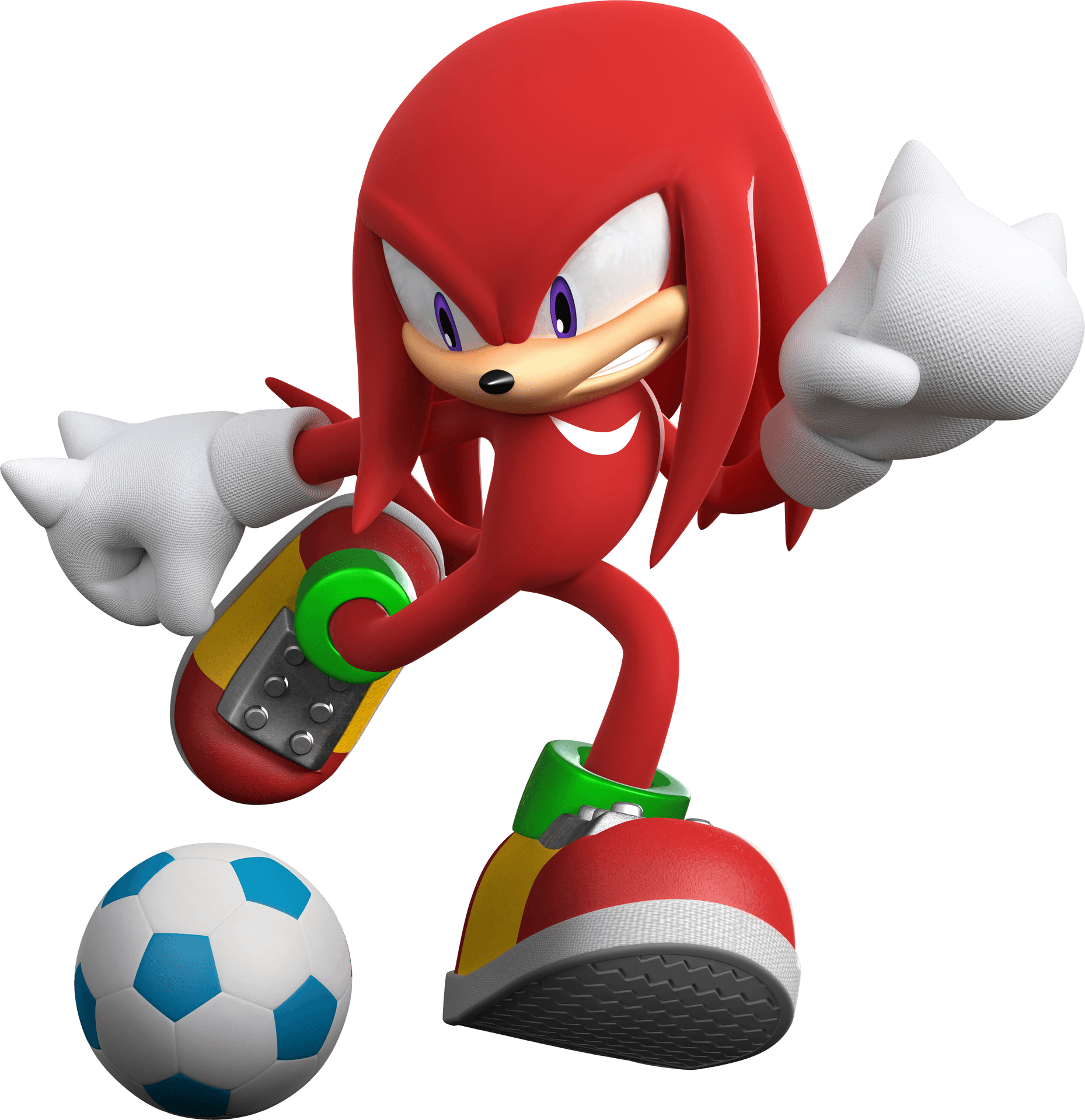 Knuckles Action Pose With Soccer Ball PNG Image