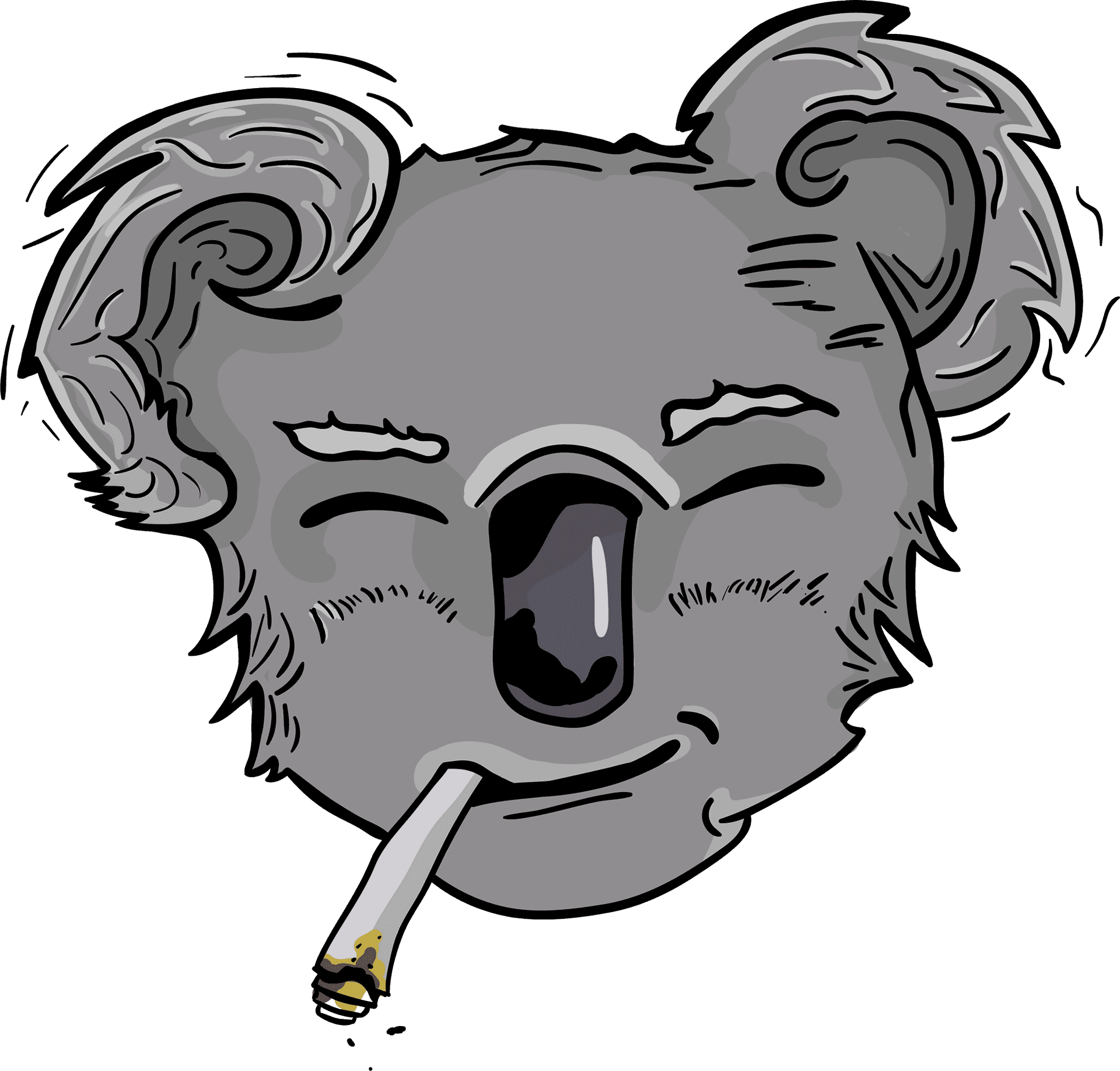 Koala Smoking Cartoon Illustration PNG Image