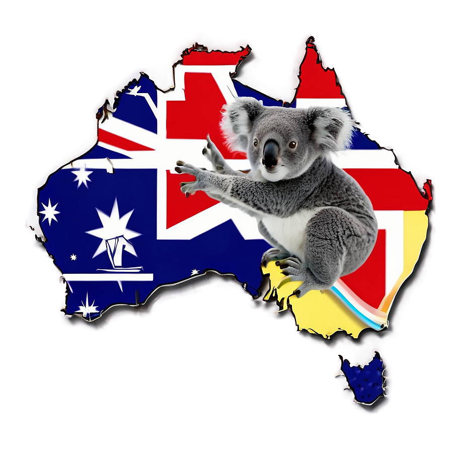 Koala With Australian Map Png God5 PNG Image