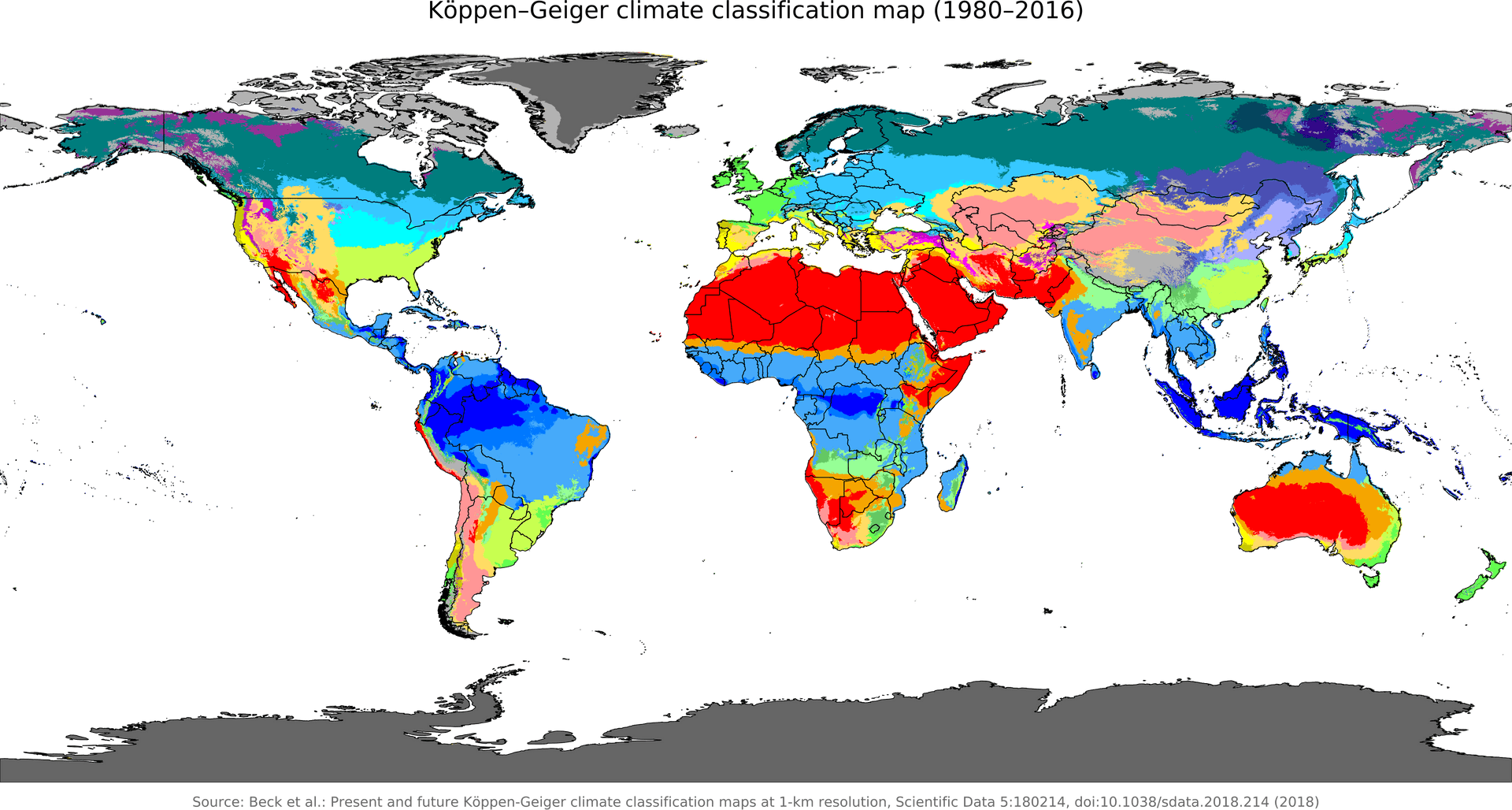 Koppen Geiger Climate Classification Map19802016 PNG Image