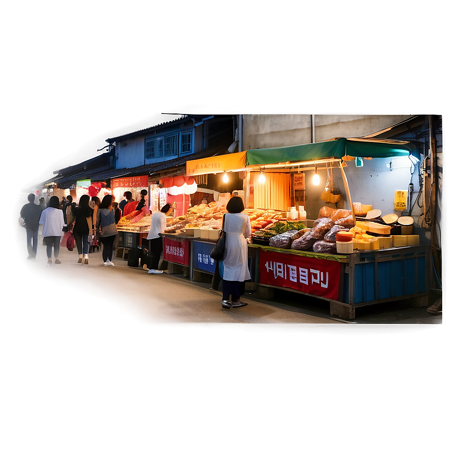 Korea Night Market Scene Png 06242024 PNG Image