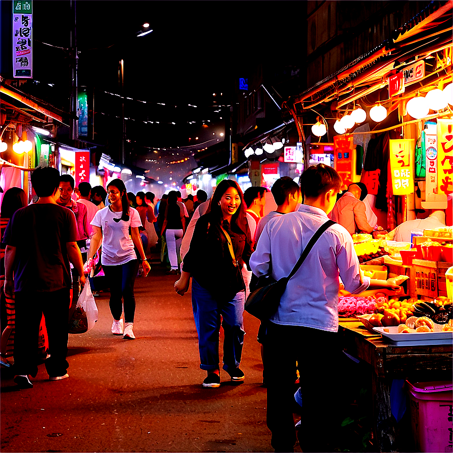 Korea Night Market Scene Png 06242024 PNG Image