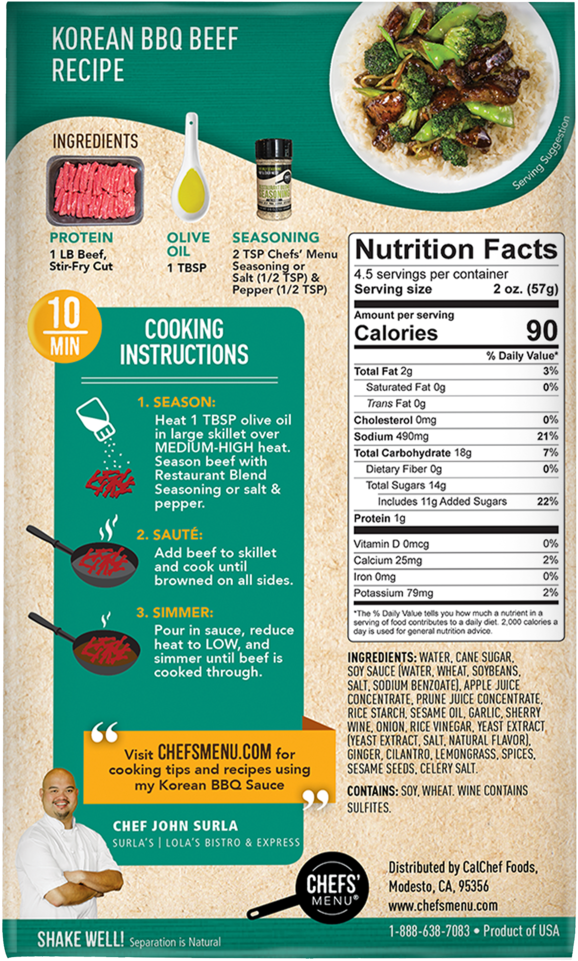 Korean B B Q Beef Recipeand Nutrition Label PNG Image