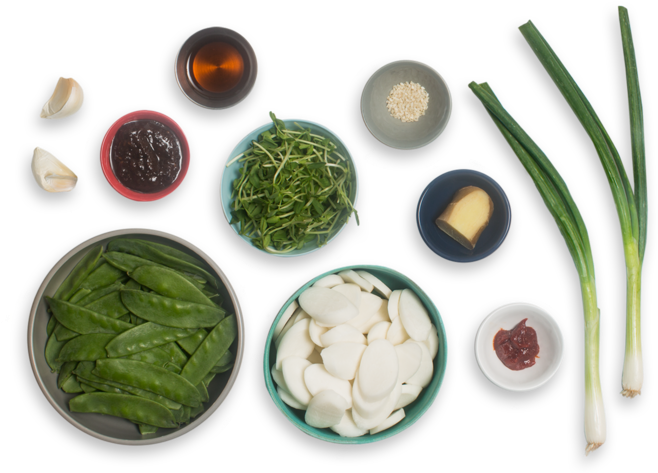 Korean Cuisine Ingredients Flatlay PNG Image