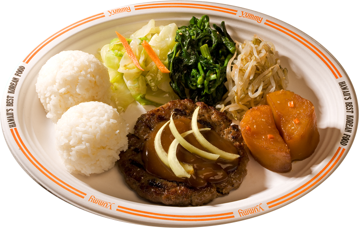 Korean Hamburger Steak Plate PNG Image