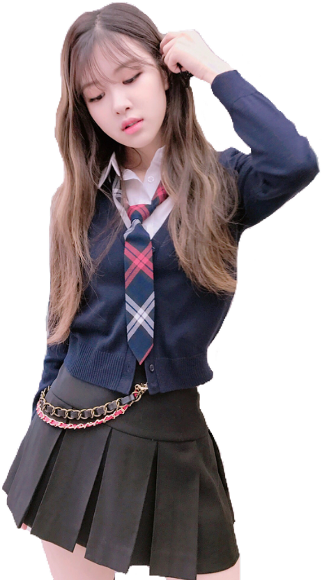 Kpop Star Schoolgirl Outfit PNG Image