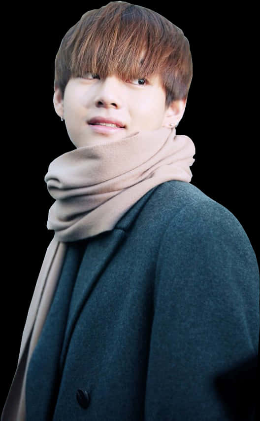 Kpop Starin Scarfand Coat PNG Image