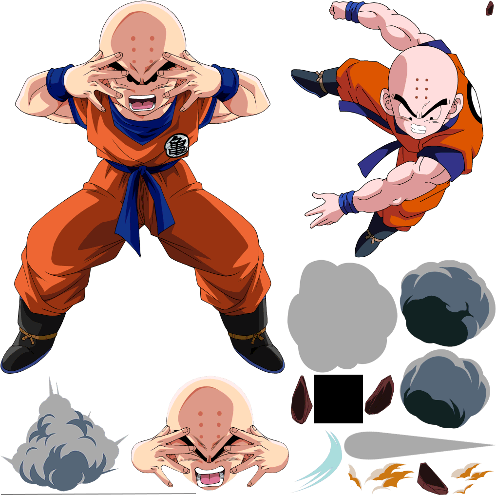 Krillin Action Pose Set PNG Image