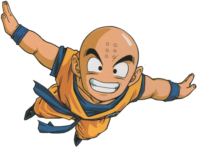 Krillin Flying Action Pose PNG Image