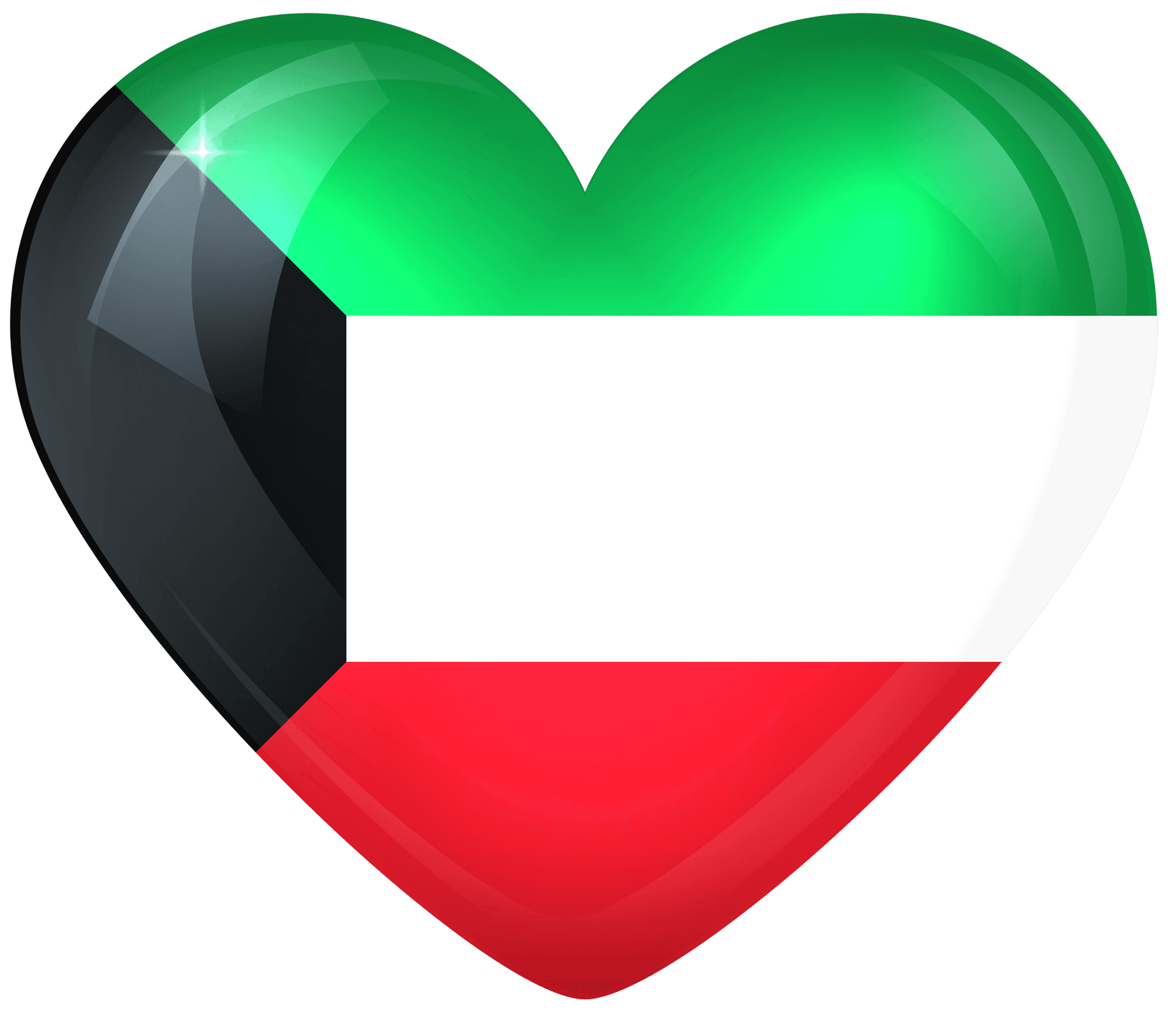 Kuwait Flag Heart Shaped Graphic PNG Image