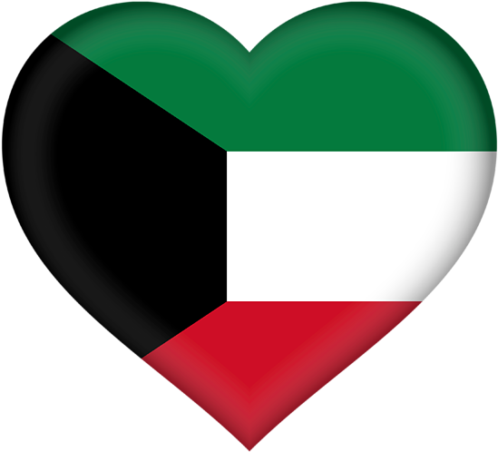 Kuwait Love Heart Flag PNG Image