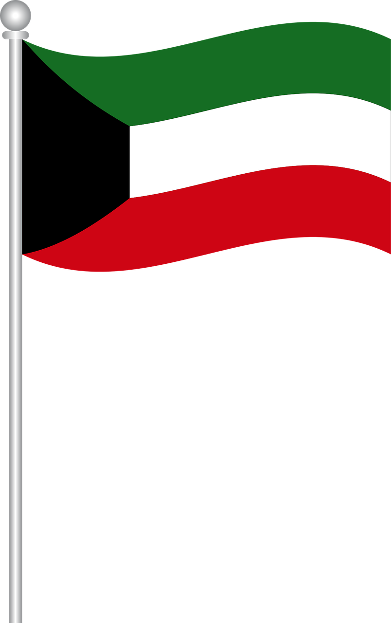 Kuwait National Flag Waving PNG Image