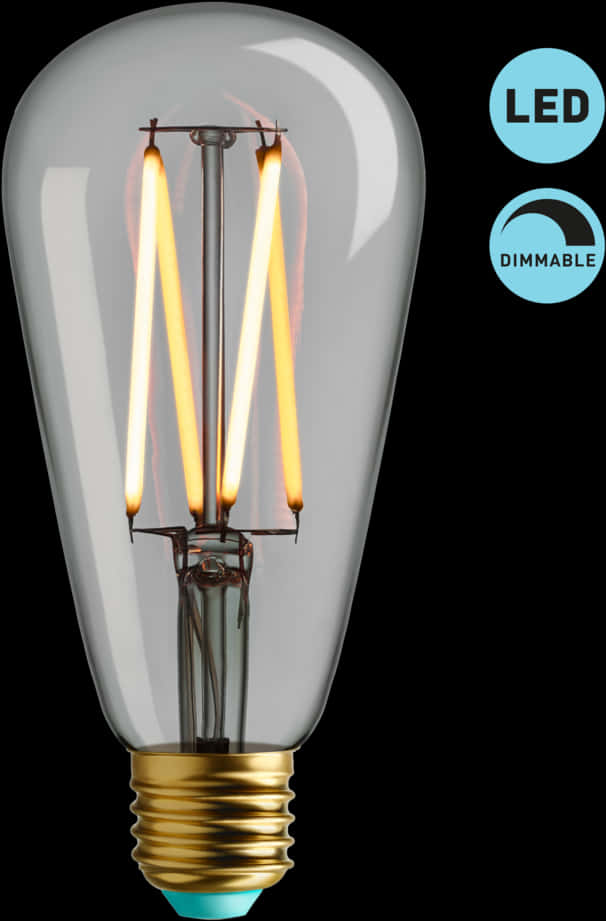 L E D Filament Light Bulb Dimmable PNG Image